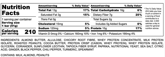 Masala Peanut Savory Protein Bar (8-Pack) | Indian-inspired snack | 15g Protein, 7g Fiber, 0g Added Sugar | Metabolic Wellness