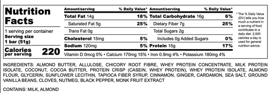 Spiced Chai Protein Bar (8-Pack) | Indian-Inspired Snack | 15g Protein, 7g Fiber, 0g Added Sugar | Metabolic Wellness