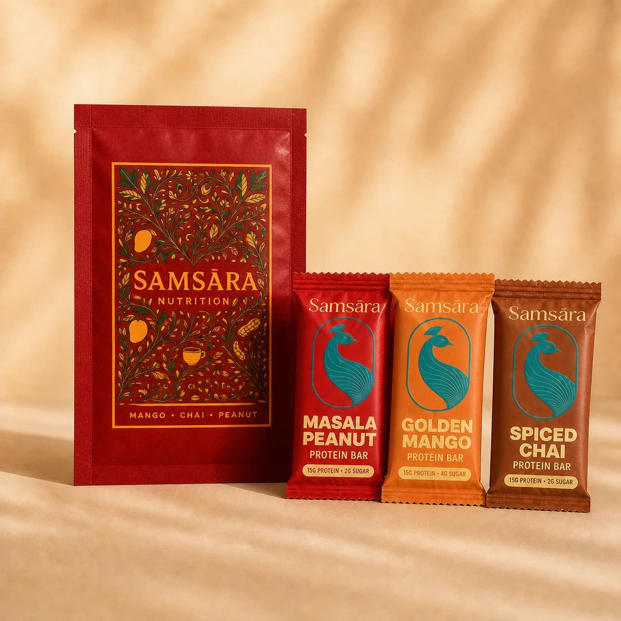 Samsara Variety 3-Pack: red pouch with three protein bars